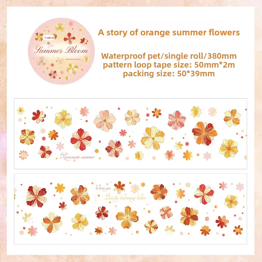 1 Roll Patel Whisper Die-Cut Flower Decorative Journal Tape