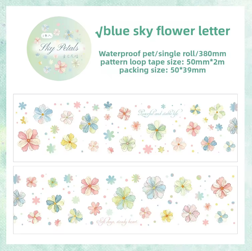 1 Roll Patel Whisper Die-Cut Flower Decorative Journal Tape