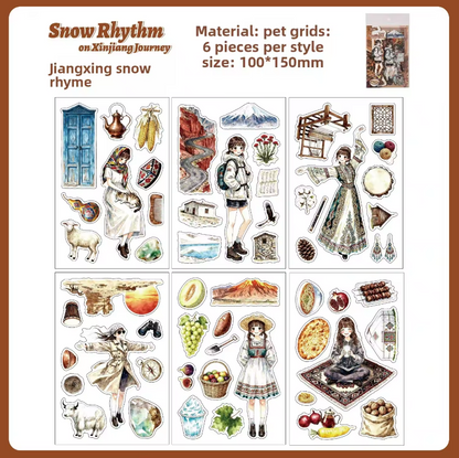6 Sheets Travel Journal Series Journaling Stickers
