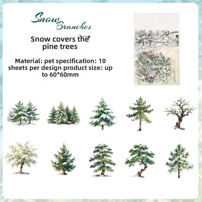 10 Pcs Wooden Shadows and A World of Possibilities Series Tree Stickers