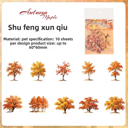 10 Pcs Wooden Shadows and A World of Possibilities Series Tree Stickers