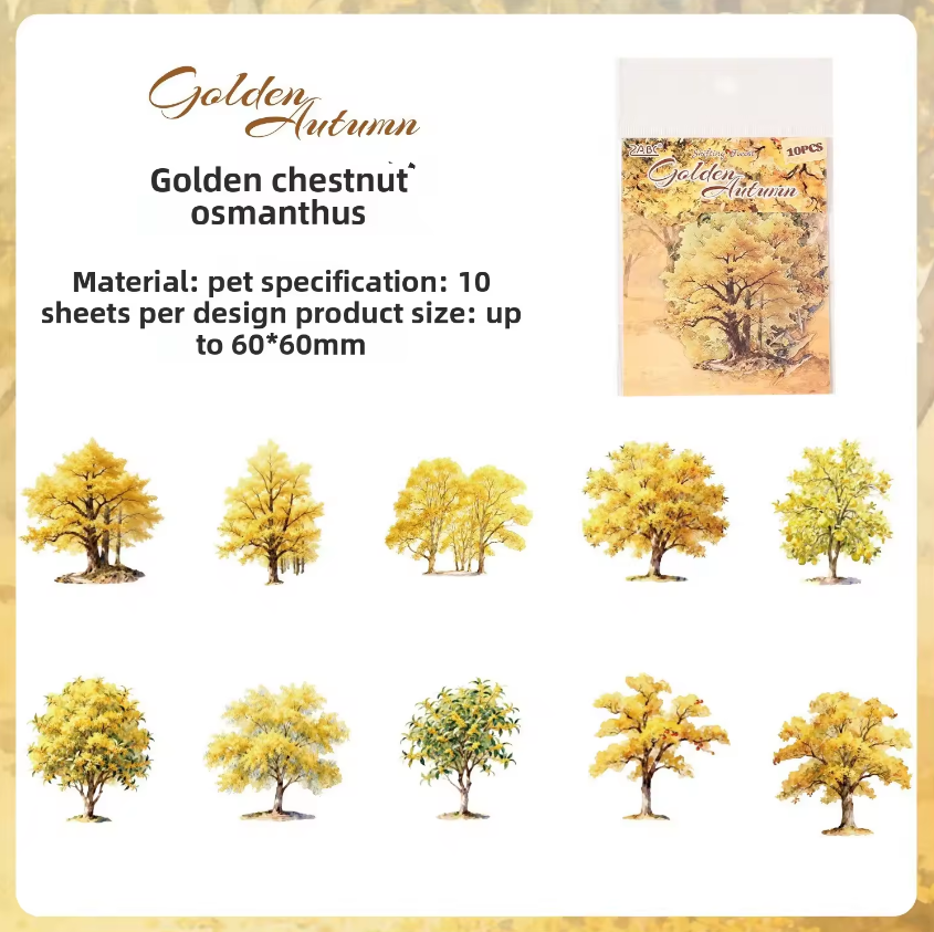 10 Pcs Wooden Shadows and A World of Possibilities Series Tree Stickers