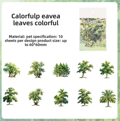 10 Pcs Wooden Shadows and A World of Possibilities Series Tree Stickers