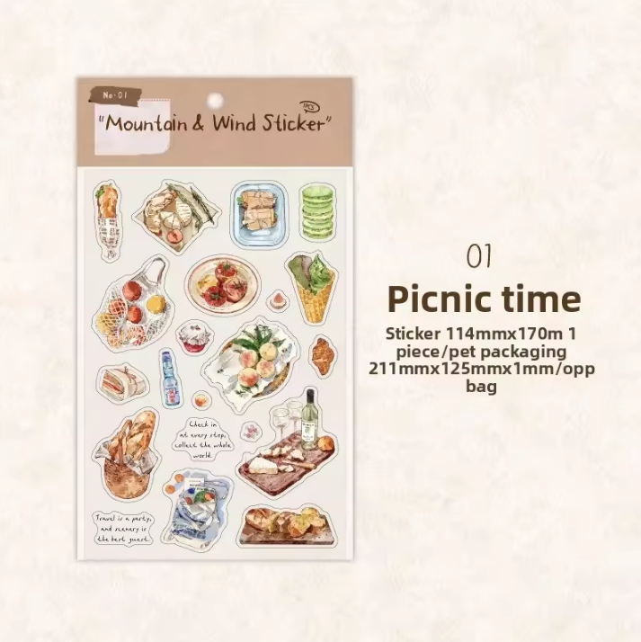 1 Sheet Mountain Wilderness and Wind Series Korean style Stickers
