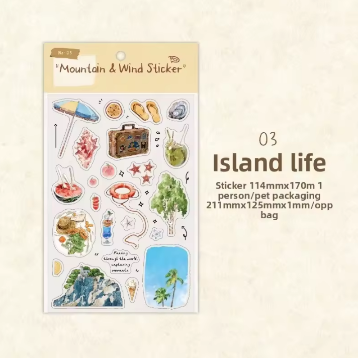 1 Sheet Mountain Wilderness and Wind Series Korean style Stickers