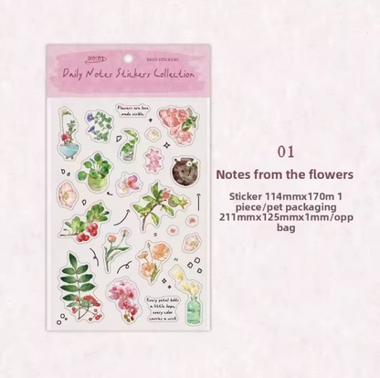 1 Sheet Daily Journal Series Lightly Retro Journal Background Stickers