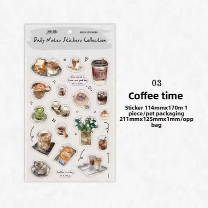 1 Sheet Daily Journal Series Lightly Retro Journal Background Stickers