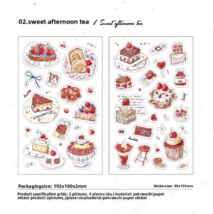 4 Sheets Foam Holiday Series Watercolor Food Decorative Stickers