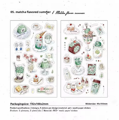 4 Sheets Foam Holiday Series Watercolor Food Decorative Stickers