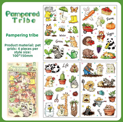 4 Sheets Cute Pet City Series Cartoon Stickers for Journaling