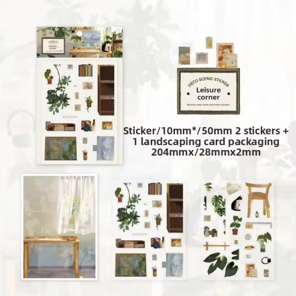 3 Sheets Window Scenery Series Scrapbooking Stickers