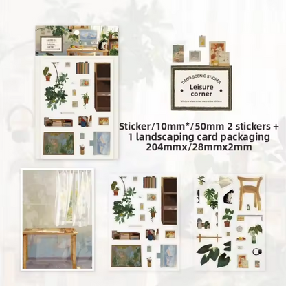 3 Sheets Window Scenery Series Scrapbooking Stickers