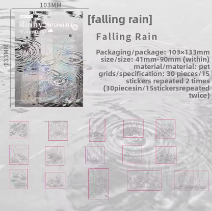 30 Pcs Rainy Season Series Rainy Night Scenery Stickers