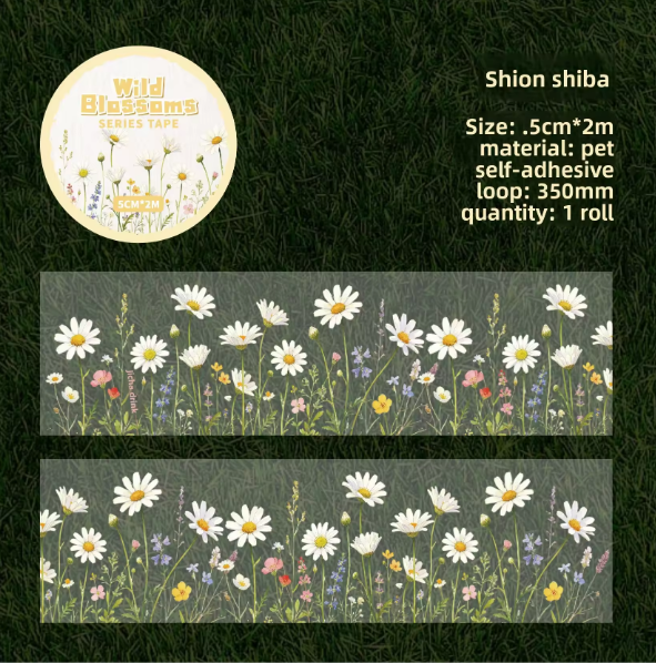 1 Roll Wild Blossom Series Floral Journaling Embellishments Tape