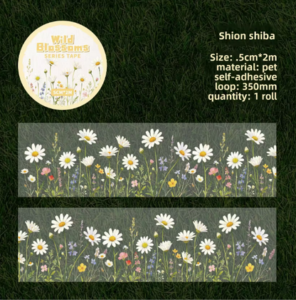 1 Roll Wild Blossom Series Floral Journaling Embellishments Tape