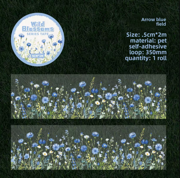 1 Roll Wild Blossom Series Floral Journaling Embellishments Tape