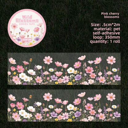 1 Roll Wild Blossom Series Floral Journaling Embellishments Tape