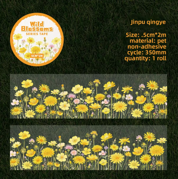 1 Roll Wild Blossom Series Floral Journaling Embellishments Tape