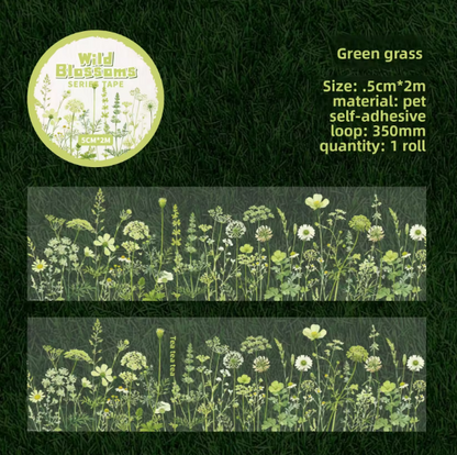 1 Roll Wild Blossom Series Floral Journaling Embellishments Tape