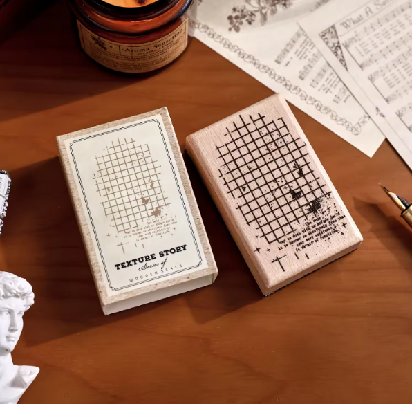 1 Pc Stamp Texture Tales Series Wooden Stamp for Journaling