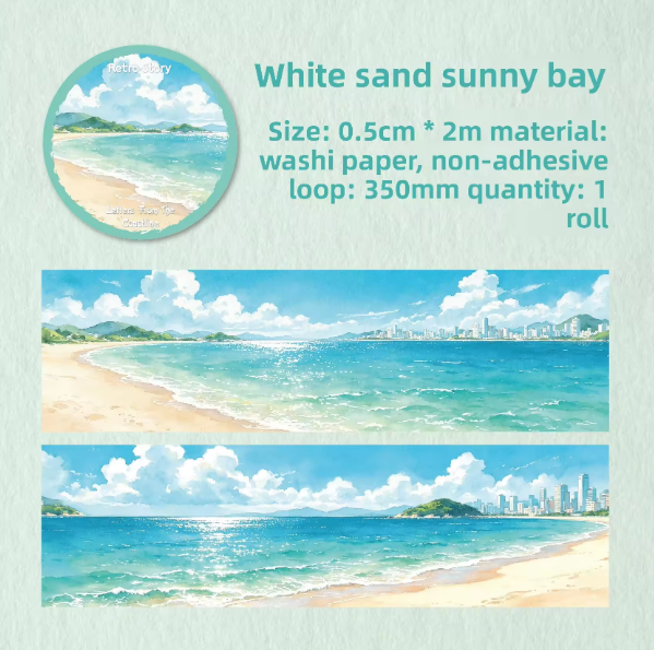 1 Roll Letters From The Coast Series Scenery-Themed Journal Decorative Tape