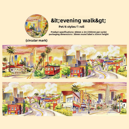 1 Roll Strolling Down The Long Street Series Street Scene-Themed Tape