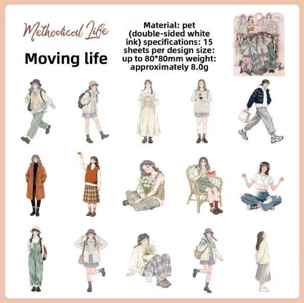 15 Pcs A Moment in Daily Life Series Cute Character Stickers for Journaling