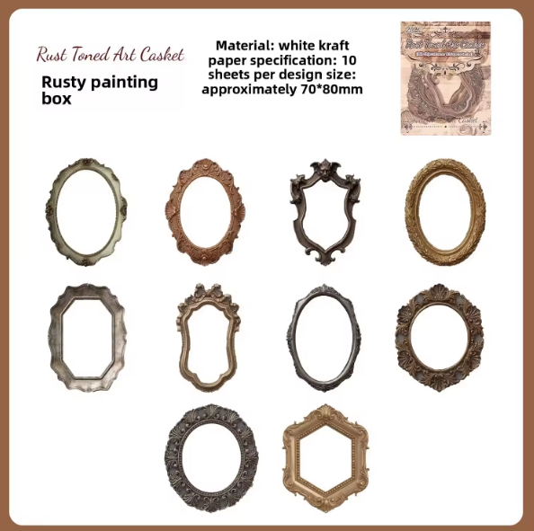 10 Pcs Vintage Frames Series Retro Journaling Stickers