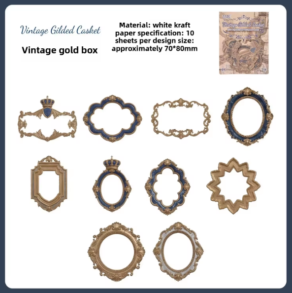 10 Pcs Vintage Frames Series Retro Journaling Stickers