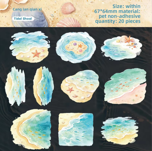 20 Pcs Clear Pond Reflecting Carp Series Pond-themed Journaling Stickers