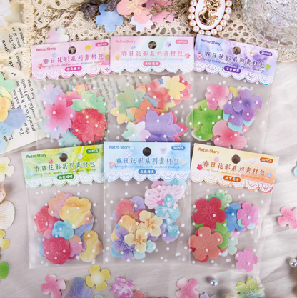 30pcs/pack Spring Flower Shadow Series Handbook Decoration Material Pack