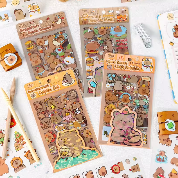 6pcs/pack cute cartoon stickers for Daily journaling