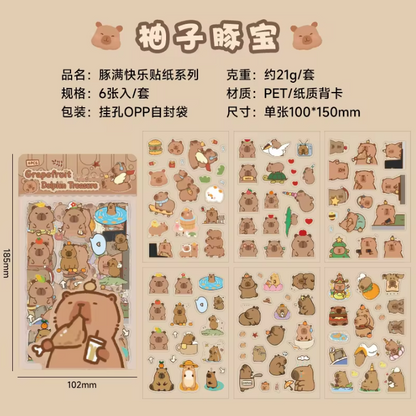 6pcs/pack cute cartoon stickers for Daily journaling