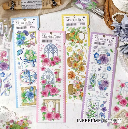 3 sheets/pack PET adhesive tape Flower Diary Series Flower Handbook Decoration Material