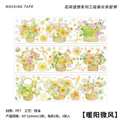 3 sheets/pack PET adhesive tape Flower Diary Series Flower Handbook Decoration Material