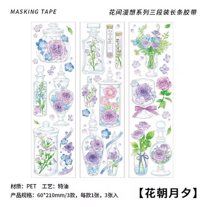 3 sheets/pack PET adhesive tape Flower Diary Series Flower Handbook Decoration Material