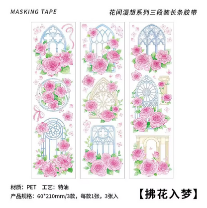 3 sheets/pack PET adhesive tape Flower Diary Series Flower Handbook Decoration Material