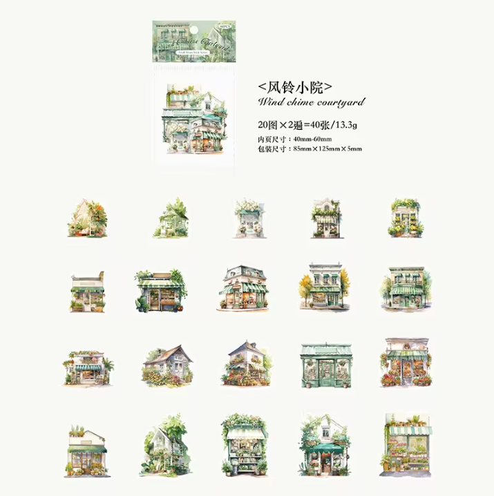 40pcs/pack Little house series Theme of the hut PET sticker pack