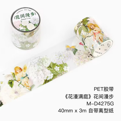 40mm* 3M flower cartoon full courtyard series retro artistic flower Pet Tape