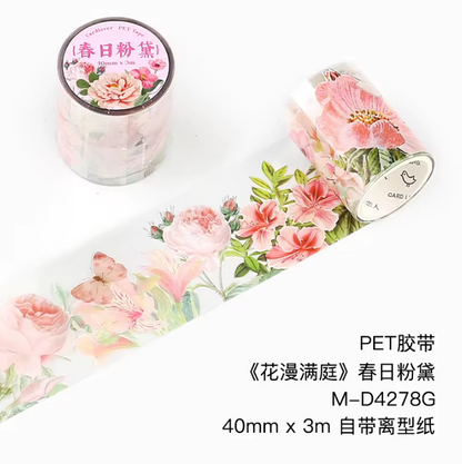 40mm* 3M flower cartoon full courtyard series retro artistic flower Pet Tape