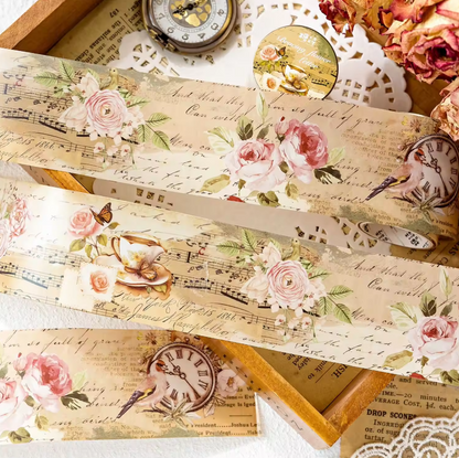 50mm* 2M Flower Story series Vintage Flower Pet and Washi Tape