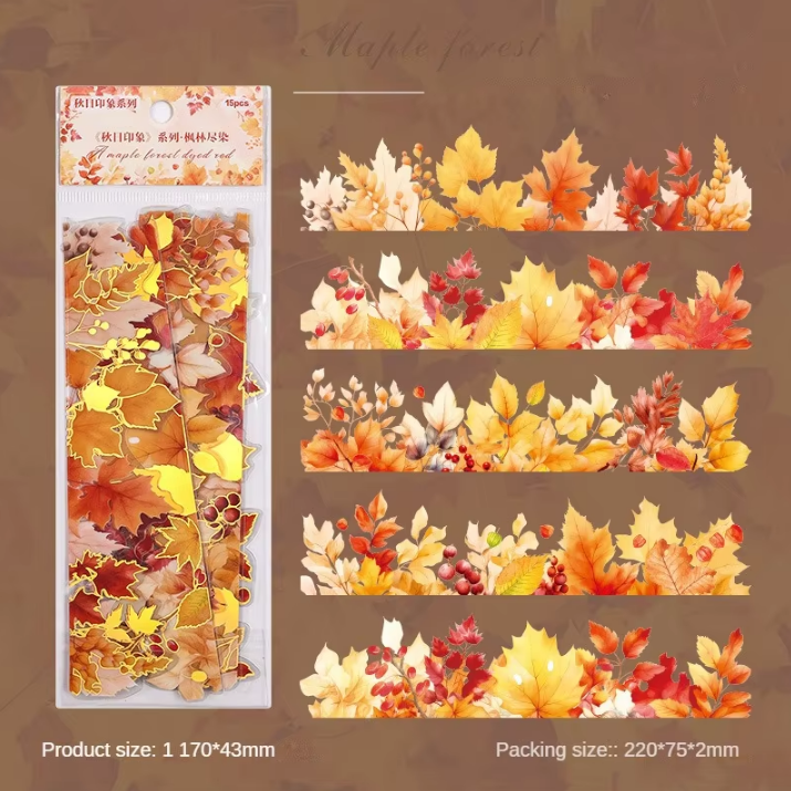 15 sheets Autumn Impression Pretty Border Sticker Pack for scrapbook