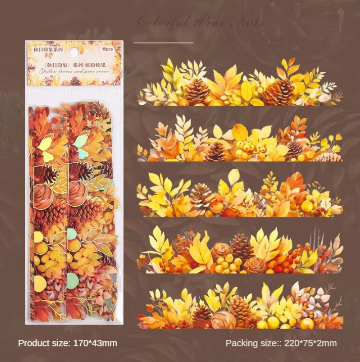 15 sheets Autumn Impression Pretty Border Sticker Pack for scrapbook