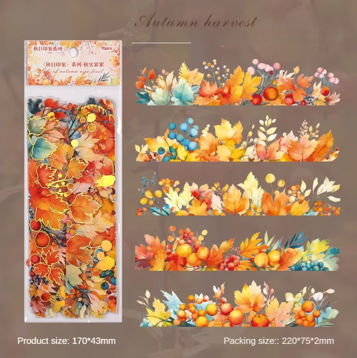 15 sheets Autumn Impression Pretty Border Sticker Pack for scrapbook