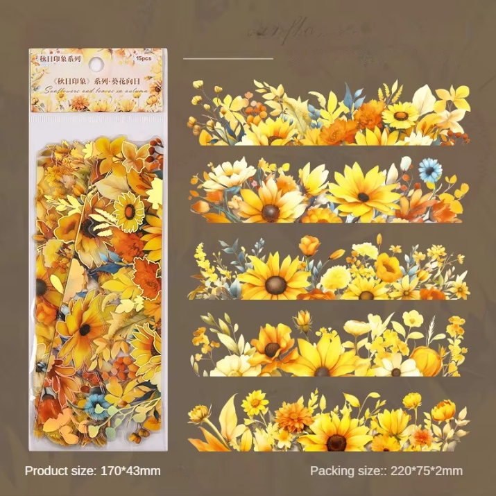 15 sheets Autumn Impression Pretty Border Sticker Pack for scrapbook