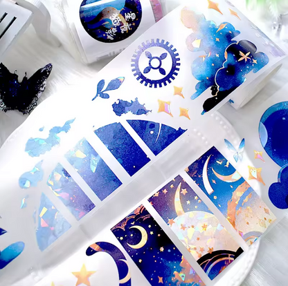 55mm* 2M Roll Starry Night Cat Shadow Matte Pet Tape for journaling