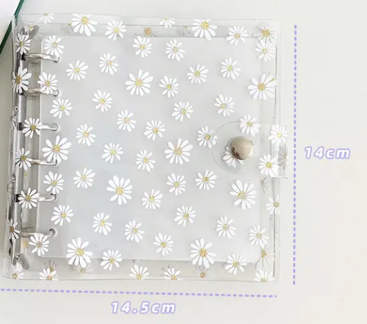 Transparent inner square loose-leaf card Floral Ring Binder for journaling