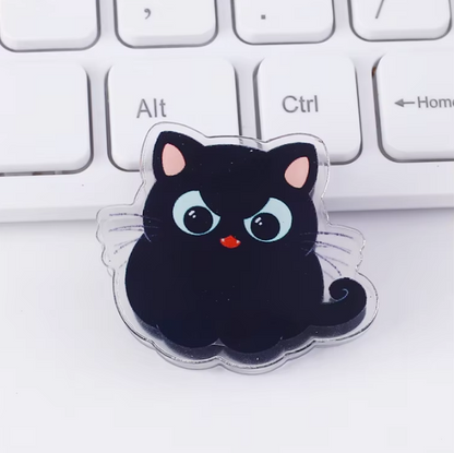 1Pc black cat cute cartoon acrylic PP clip