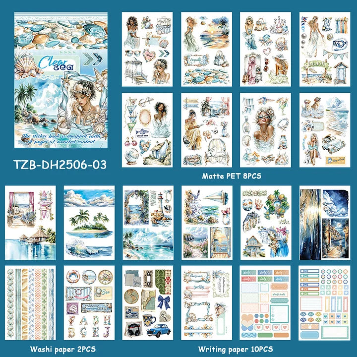 20 Sheets Nightfall Island Style Creative Sticker Book