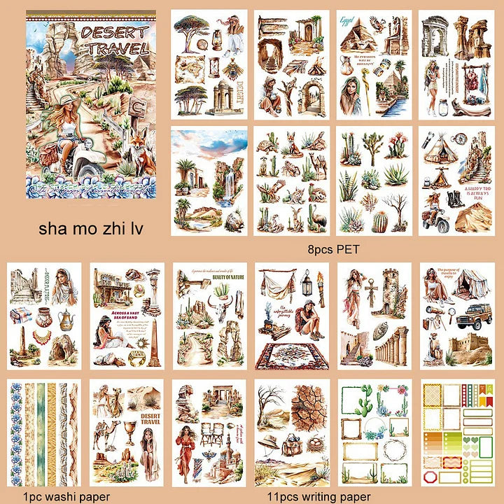 20 Sheets Vintage Magic Character Flower Fairy Tale Landscaping Sticker Book